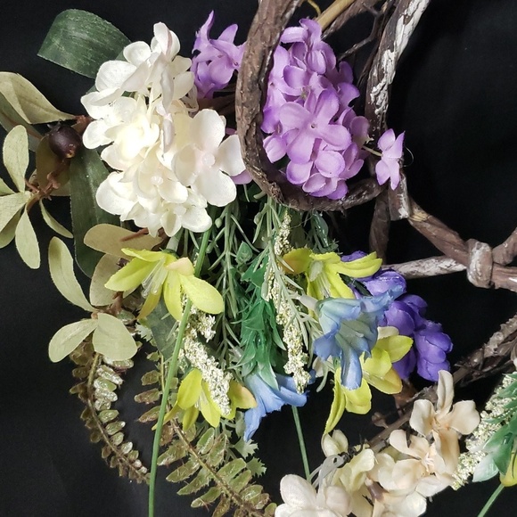 Melrose International NWT Woven Twig with Florals and Nest Door/Wall Han… - Picture 2 of 6